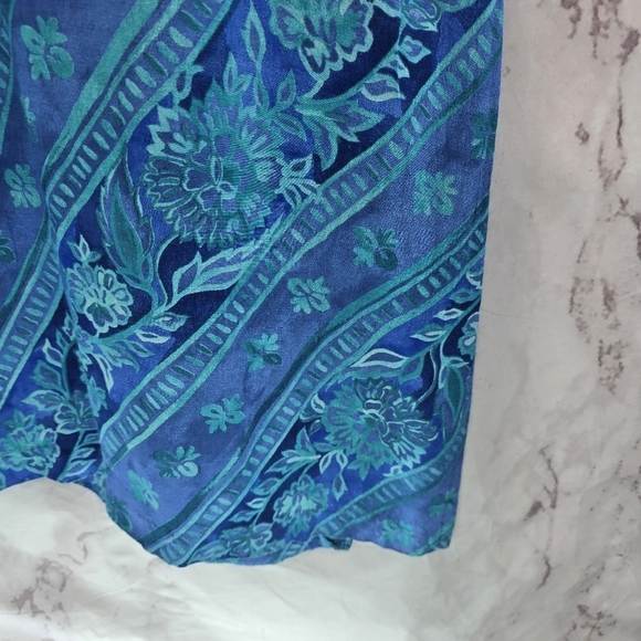 Vintage Hawaiian Dress Women Medium Blue Purple Midi Maxi Floral Tank 90s - Picture 4 of 12